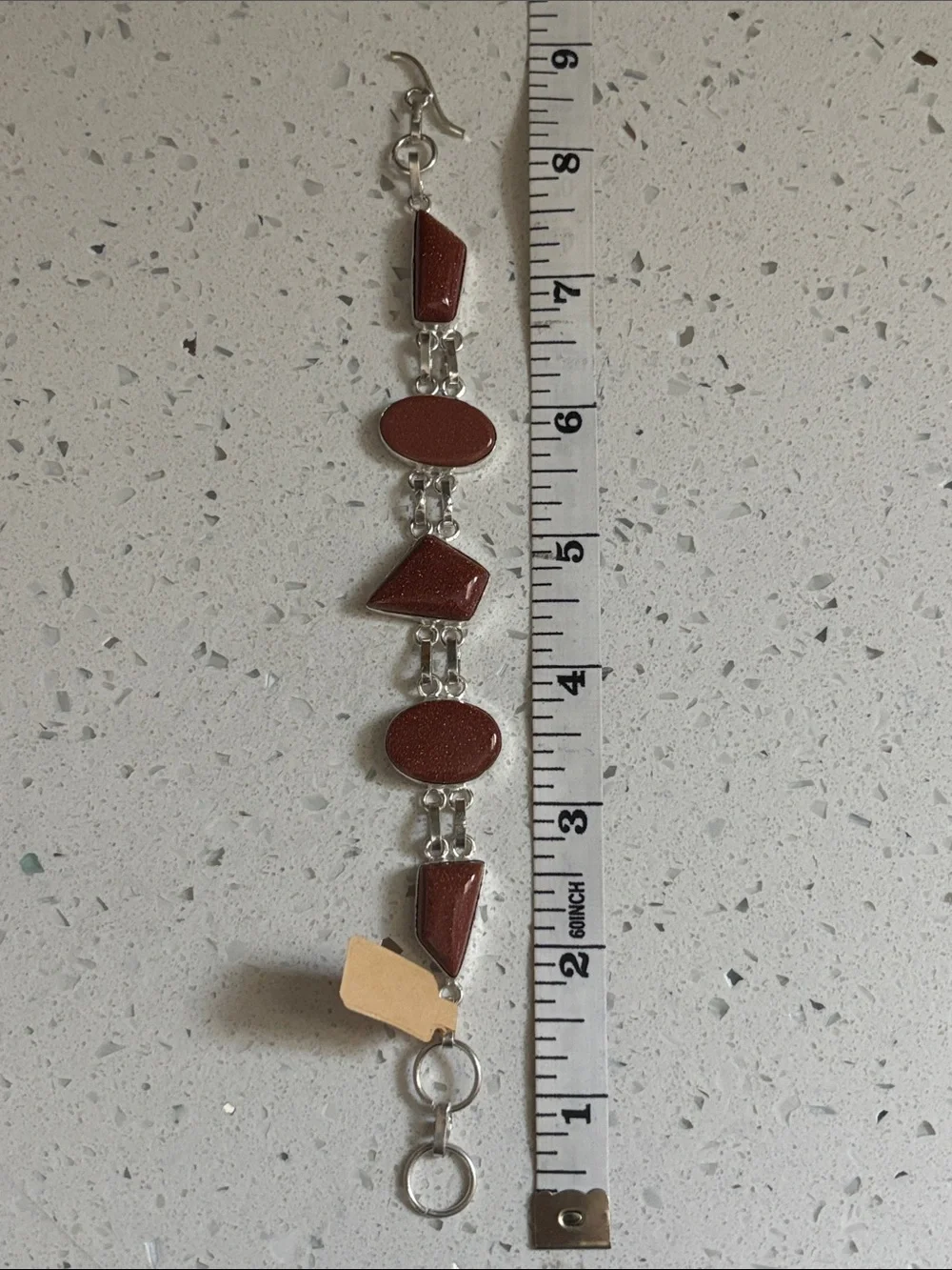 Goldstone Link Silver Bracelet - Shimmery Brown Gemstone